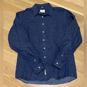 Frank & Oak Chambray Blue Button-Down Shirt
